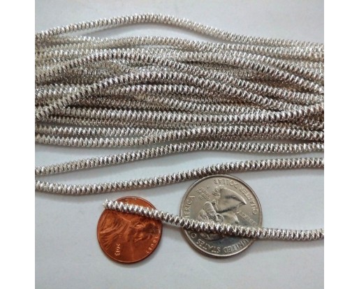 SILVER - 120 Inches French Metal Wire Gimp Coil Bullion Purl - Thick Check Rough - 3 Meters